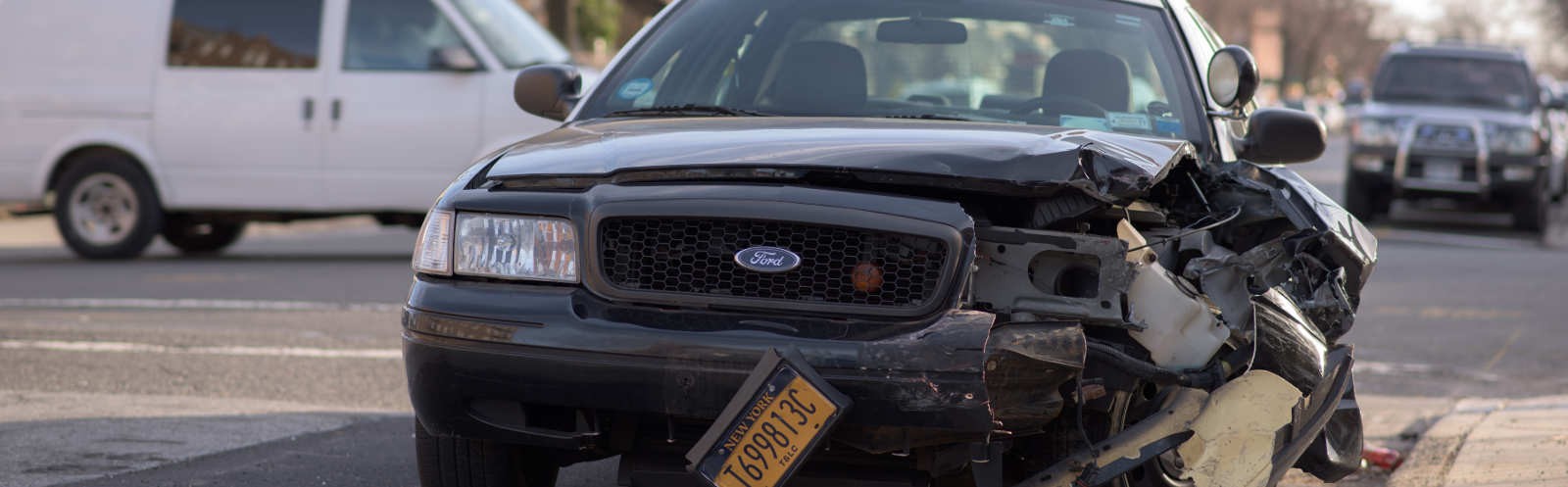 Car that has been damaged in a accident