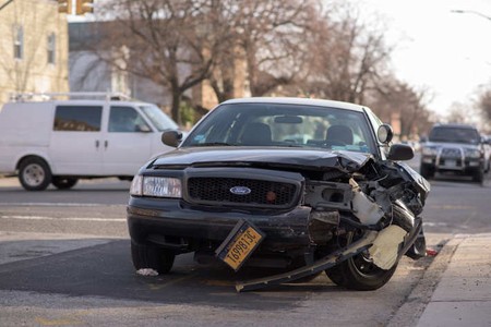 Car that has been damaged in an accident